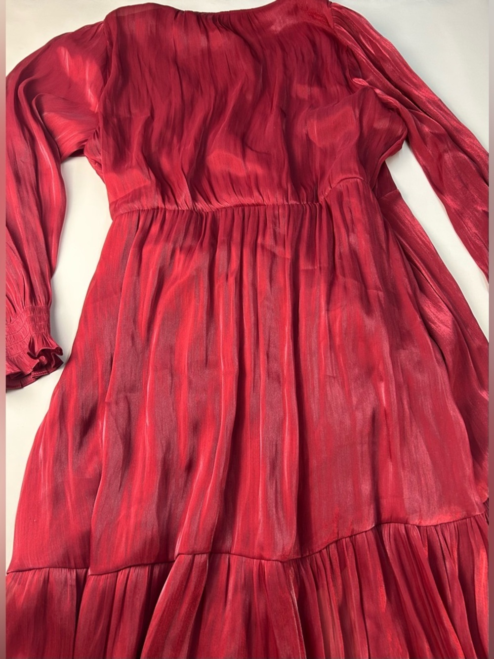NEW LC Lauren Conrad Red Wrap Midi Dress with Self-Tie Waist SIZE XL - Picture 11 of 12